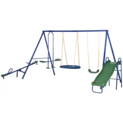 Outsunny 5-in-1 Kids Swing Set Backyard Playground Set With Saucer Swing, Outdoor Slide, Seesaw, Metal Swing Set Outdoor Playset Equipment 7 Outsunny 5-in-1 Kids Swing Set Backyard Playground Set With Saucer Swing, Outdoor Slide, Seesaw, Metal Swing Set Outdoor Playset Equipment -OUTSUNNY Sales Store GUEST d636bb9e fa59 4ffc b568 94de6ad67a69