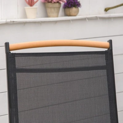 Outsunny 5 Piece Outdoor Furniture Patio Dining Set For 4, Square Outdoor Dining Table, Adjustable Reclining Folding Chairs, Black 5 Outsunny 5 Piece Outdoor Furniture Patio Dining Set For 4, Square Outdoor Dining Table, Adjustable Reclining Folding Chairs, Black - Image 5