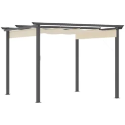 Outsunny 10' X 10' Retractable Pergola Canopy Patio Gazebo Sun Shelter With Aluminum Frame For Outdoors, Cream White -OUTSUNNY Sales Store GUEST d8b8cffe 19f7 499c b427 146dbe81eac8
