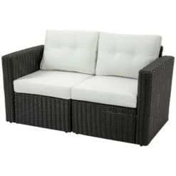 Outsunny 2 Piece Patio Wicker Corner Sofa Set, Outdoor PE Rattan Furniture, With Curved Armrests And Padded Cushions For Balcony, Garden, Or Lawn, Lawn -OUTSUNNY Sales Store GUEST d92e0462 9af2 4125 ad61 bdd0f5b5577e