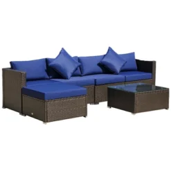 Outsunny 6 Pieces Outdoor PE Rattan Sofa Set, Sectional Conversation Wicker Patio Couch Furniture Set With Cushions And Coffee Table -OUTSUNNY Sales Store GUEST db64c2b7 326c 4756 a126 6067f74b9152
