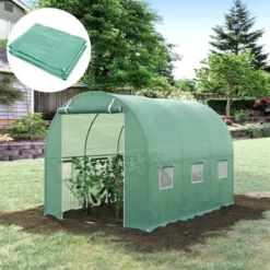 Outsunny 20' X 10' X 7' Greenhouse Replacement Walk-in PE Hot House Cover With 12 Windows Roll-Up & Zipper Door