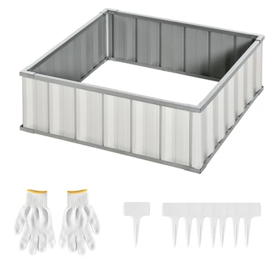 Outsunny 3x3ft Galvanized Raised Garden Bed, Steel Planter For Outdoor Plants, No Bottom W/ A Pairs Of Glove For Backyard, Patio To Grow Vegetables, Herbs, And Flowers 3 Outsunny 3x3ft Galvanized Raised Garden Bed, Steel Planter For Outdoor Plants, No Bottom W/ A Pairs Of Glove For Backyard, Patio To Grow Vegetables, Herbs, And Flowers - Image 3