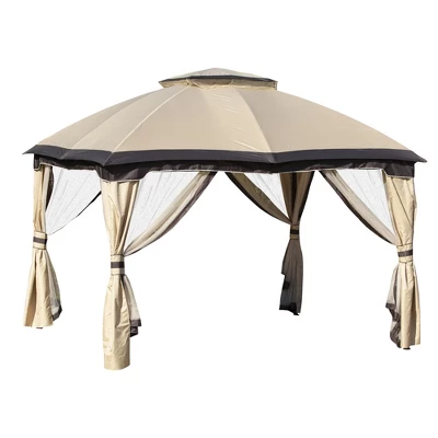 Outsunny 10' X 12' Outdoor Gazebo, Patio Gazebo Canopy Shelter W/ Double Vented Roof, Zippered Mesh Sidewalls, Solid Steel Frame 3 Outsunny 10' X 12' Outdoor Gazebo, Patio Gazebo Canopy Shelter W/ Double Vented Roof, Zippered Mesh Sidewalls, Solid Steel Frame - Image 3