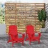 Outsunny 2 Piece Oversized Adirondack Chair Set, Outdoor Fire Pit And Porch Seating, Classic Log Lounge W/ Built-in Cupholder For Patio, Backyard, Red