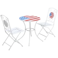 Outsunny 3 Piece Patio Bistro Set, Folding Outdoor Furniture With USA Mosaic Table And Chairs For 4th Of July, Balcony, American Flag -OUTSUNNY Sales Store GUEST e1c23216 de89 4a80 b6e9 33fb988674eb