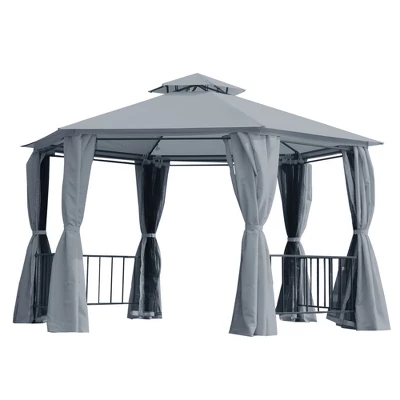 Outsunny 13' X 13' Outdoor Patio Gazebo Canopy Pavilion With Removable Mesh Netting, Curtains, Double Tiered Roof, UV Protection & Large Floor Space 8 Outsunny 13' X 13' Outdoor Patio Gazebo Canopy Pavilion With Removable Mesh Netting, Curtains, Double Tiered Roof, UV Protection & Large Floor Space - Image 8