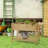 Outsunny 49" X 21" X 34" Raised Garden Bed W/ 8 Grow Grids, Outdoor Wood Plant Box Stand W/ Folding Side Table And Wheels, Natural