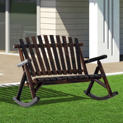 Outsunny Wooden Rocking Chair, Indoor Outdoor Porch Rocker With Slatted Design, High Back For Backyard, Garden 1 Outsunny Wooden Rocking Chair, Indoor Outdoor Porch Rocker With Slatted Design, High Back For Backyard, Garden