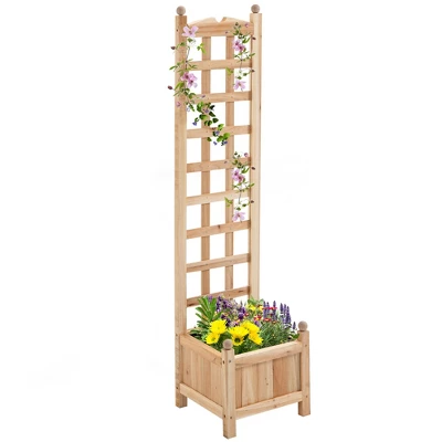 Outsunny Raised Garden Bed With Trellis Board Back & Strong Wooden Design & Materials 7 Outsunny Raised Garden Bed With Trellis Board Back & Strong Wooden Design & Materials - Image 7