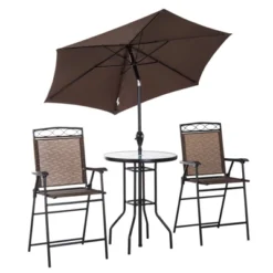 Outsunny 4 Piece Patio Bar Set For 2 With 6' Adjustable Tilt Umbrella, Outdoor Bistro Set With Folding Chairs & Glass Round Dining Table 13 Outsunny 4 Piece Patio Bar Set For 2 With 6' Adjustable Tilt Umbrella, Outdoor Bistro Set With Folding Chairs & Glass Round Dining Table -OUTSUNNY Sales Store GUEST e3caad1b 8e6d 40ec b983 2f71aa2237da