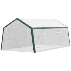 Outsunny 19.7' X 9.8' X 7.9' Outdoor Walk-in Greenhouse, Hot House With Mesh Windows, Bottom Vent, Zippered Door, PE Cover, Steel Frame, White -OUTSUNNY Sales Store GUEST e4bfe282 049b 4956 ad5b 3445e71a4c48