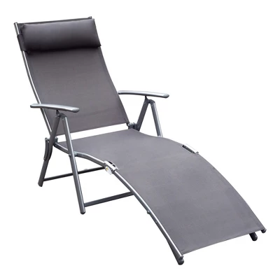 Outsunny Steel Fabric Outdoor Folding Chaise Lounge Chair Recliner With Portable Design & 7 Adjustable Backrest Positions 7 Outsunny Steel Fabric Outdoor Folding Chaise Lounge Chair Recliner With Portable Design & 7 Adjustable Backrest Positions - Image 7