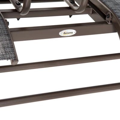 Outsunny 2-Person Outdoor Glider Bench W/ Center Table, Steel Frame For Backyard Garden Porch, Gray 5 Outsunny 2-Person Outdoor Glider Bench W/ Center Table, Steel Frame For Backyard Garden Porch, Gray - Image 5