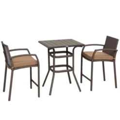 Outsunny 3 PCS Rattan Wicker Bar Set With Wood Grain Top Table And 2 Bar Stools For Outdoor, Patio, Poolside, Garden 17 Outsunny 3 PCS Rattan Wicker Bar Set With Wood Grain Top Table And 2 Bar Stools For Outdoor, Patio, Poolside, Garden -OUTSUNNY Sales Store GUEST e9818844 aa25 4dfb 9476 9744a2e70033