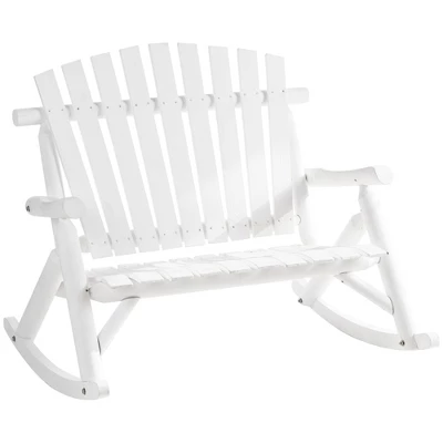 Outsunny Outdoor Adirondack Rocking Chair With Log Slatted Design, 2-Seat Patio Wooden Rocker Loveseat With High Back For Lawn Backyard Garden 8 Outsunny Outdoor Adirondack Rocking Chair With Log Slatted Design, 2-Seat Patio Wooden Rocker Loveseat With High Back For Lawn Backyard Garden - Image 8
