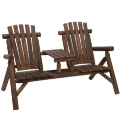 Outsunny Wood Adirondack Patio Chair Bench With Center Coffee Table, Perfect For Lounging And Relaxing Outdoors -OUTSUNNY Sales Store GUEST ec0a935b 5b81 458a 847d 18694f39059c