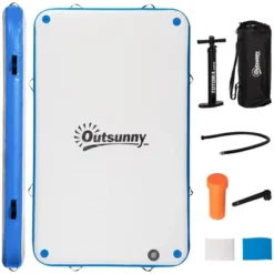Outsunny 8' X 5' Water Inflatable Floating Dock, Rafting Platform Island, Large Mat With Air Pump & Backpack, For Pool, Beach, Ocean, Blue -OUTSUNNY Sales Store GUEST ee742bc8 4133 404e 8e27 2316cc41bb1f