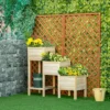Outsunny 49'' X 18'' X 43'' 3-Tier Raised Garden Bed W/ Storage Shelf, Wood Raised Garden Boxes, Freestanding Wooden Plant Stand