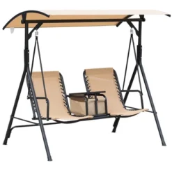 Outsunny 2 Person Covered Porch Swing With Pivot Storage Table, Cup Holder, & Adjustable Overhead Canopy -OUTSUNNY Sales Store GUEST ef82f81c d5b8 46e9 bd3a 8e668522aea5