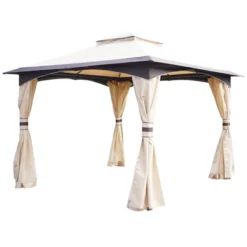 Outsunny 10' X 10' Outdoor Gazebo With Mesh Netting Sidewalls For Shade And Rain, Patio Gazebo Canopy With 2-Tier Soft Top Roof And Steel Frame For Lawn, Garden, Backyard And Deck 8 Outsunny 10' X 10' Outdoor Gazebo With Mesh Netting Sidewalls For Shade And Rain, Patio Gazebo Canopy With 2-Tier Soft Top Roof And Steel Frame For Lawn, Garden, Backyard And Deck -OUTSUNNY Sales Store GUEST effcd28d a4b3 493d b716 52d43ad36799