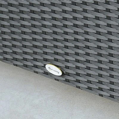 OUTSUNNY Ousunny Patio Furniture, Wicker Coffee Table, Hand-Woven PE Rattan Side Table With A Tempered Glass Top, 33.5" X 19.75", Black 4 OUTSUNNY Ousunny Patio Furniture, Wicker Coffee Table, Hand-Woven PE Rattan Side Table With A Tempered Glass Top, 33.5" X 19.75", Black - Image 4