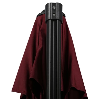 Outsunny 9.8' Offset Patio Umbrella With Base, Steel Aluminum Cantilever Umbrella With 360-degree Rotation, Tilt, 8 Ribs, Crank, Cross Base, Red 5 Outsunny 9.8' Offset Patio Umbrella With Base, Steel Aluminum Cantilever Umbrella With 360-degree Rotation, Tilt, 8 Ribs, Crank, Cross Base, Red - Image 5