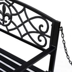 Outsunny Steel Hanging Porch Swing, Fleur-de-Lis Design Outdoor Swing Seat Bench With Chains For The Yard, Deck, & Backyard, 485 LBS Weight Capacity -OUTSUNNY Sales Store GUEST f4009cd5 859a 4a45 b431 34f604568cee