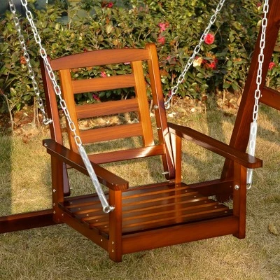 Outsunny Hanging Porch Swing Outdoor Patio Swing Chair With Pine Wood Frame And Wide Backrest For Patio And Yard 1 Outsunny Hanging Porch Swing Outdoor Patio Swing Chair With Pine Wood Frame And Wide Backrest For Patio And Yard