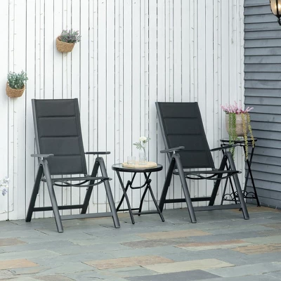 Outsunny Set Of 2 Folding Patio Chairs, Two-Person Camping Chairs With Adjustable Backrest And Padded Seat For Bistro, Deck, Backyard, Black 1 Outsunny Set Of 2 Folding Patio Chairs, Two-Person Camping Chairs With Adjustable Backrest And Padded Seat For Bistro, Deck, Backyard, Black
