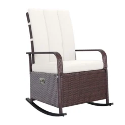 Outsunny Outdoor Rattan Wicker Rocking Chair Patio Recliner With Soft Cushion, Adjustable Footrest, Max. 135 Degree Backrest -OUTSUNNY Sales Store GUEST f92b0860 6a07 4285 8431 f522ac567fb4
