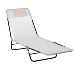 Outsunny Portable Sun Lounger, Lightweight Folding Chaise Lounge Chair W/ Adjustable Backrest & Pillow For Beach, Poolside And Patio -OUTSUNNY Sales Store GUEST f9c1c9ea 4aef 4c0a 99c7 2ce4bef399d8