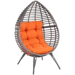 Outsunny Patio Wicker Lounge Chair With Soft Cushion, Outdoor/Indoor PE Rattan Egg Teardrop Cuddle Chair With Height Adjustable Knob For Backyard Garden Lawn Living Room -OUTSUNNY Sales Store GUEST f9fa6711 9132 4cdf 8838 4bdbbdb086ce