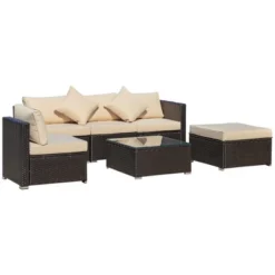 Outsunny 6 Pieces Outdoor PE Rattan Sofa Set, Sectional Conversation Wicker Patio Couch Furniture Set With Cushions And Coffee Table -OUTSUNNY Sales Store GUEST fa103637 443b 4475 b851 4cb7e9b15b04