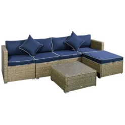 Outsunny 6 Pieces Outdoor PE Rattan Sofa Set, Sectional Conversation Wicker Patio Couch Furniture Set With Cushions And Coffee Table -OUTSUNNY Sales Store GUEST fc47f6e0 b216 462b a657 8acb77a14647