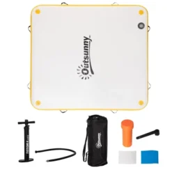 Outsunny 6' X 6' Water Inflatable Floating Dock, Rafting Platform Island, Large Mat With Air Pump & Backpack, For Pool, Beach, Ocean, Yellow -OUTSUNNY Sales Store GUEST fc88e943 bef4 4a3f 8be0 5a321134dc6a