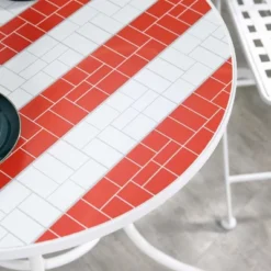 Outsunny 3 Piece Patio Bistro Set, Folding Outdoor Furniture With USA Mosaic Table And Chairs For 4th Of July, Balcony, American Flag -OUTSUNNY Sales Store GUEST fd16468f 4211 4c45 9eca 219329444f04