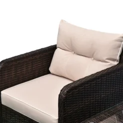Outsunny 5 Piece Rattan Wicker Lounge Chair, Outdoor Patio Conversation Set With 2 Cushioned Chairs, 2 Ottomans & Tempered Glass Top Coffee Table -OUTSUNNY Sales Store GUEST fe0d1bd0 8939 46a7 b68d ad2bae929560