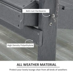 Outsunny 3 Piece Adirondack Chair Set Of 2, HDPE Folding Fire Pit Chairs And Patio Table, Outdoor Furniture With Slatted Seat, Dark Gray -OUTSUNNY Sales Store GUEST ffef60b4 2edb 4c33 8afb f8fceef8b96a